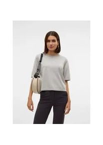 V&eacute;ro Moda Kurzarmpullover VERO MODA "VMSILJE 2/4 O-NCK OVERSIZE PULL GA NOOS", Damen, Gr. XL, grau (light grau melange), Strick, Obermaterial: 77% Viskose, 23% Polyester, unifarben, oversize normal, Rundhals, Pullover, Viskosemischung, oversize