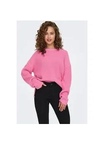 Rundhalspullover Only "ONLLUNA LS O-NECK PULLOVER KNT NCA", Damen, Gr. M, pink (sachet pink), Strick, Obermaterial: 60% Baumwolle, 40% Polyacryl, unifarben, Po-bedeckend, Rundhals, Rippstrickb&uuml;ndchen, Pullover Rundhalspullover