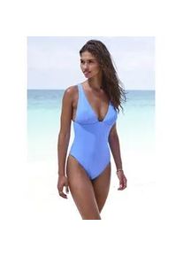 Badeanzug Copenhagen Studios "Nela", Damen, Gr. 34, Cup A/B, blau, Rippware, Recycling-Polyamid, strukturiert, unifarben, Badeanz&uuml;ge Badeanzug, mit modischer Tr&auml;gerl&ouml;sung am R&uuml;cken
