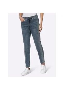 Bequeme Jeans Heine, Damen, Gr. 44, Normalgr&ouml;&szlig;en, blau (blau, stone, washed), 95% Baumwolle, 3% Polyester, 2% Elasthan, unifarben, lang, Jeans