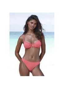B&uuml;gel-Bikini-Top Copenhagen Studios "Nela", Damen, Gr. 38, Cup C, rot (apricot), Rippware, Recycling-Polyamid, strukturiert, unifarben, Bikini-Oberteile, mit Doppeltr&auml;gern
