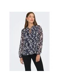 Chiffonbluse Only "ONLDITSY L/S BLOUSE WVN", Damen, Gr. M, blau (night sky aop:hema flower pumic), Chiffon, Obermaterial: 100% Polyester, bedruckt, normal, mit Gummizug, Blusen Chiffonbluse