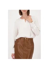 Langarmbluse monari, Damen, Gr. 40, almond, Web, Obermaterial: 100% Viskose, unifarben, regular fit taillenbedeckt, Rundhals, eingesetzt 2-Knopf-Manschette, Blusen, Regular fit mit Rundhalsausschnitt mit Schmuckdetail