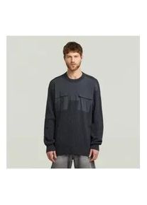 G-Star Raw G-Star f&uuml;r Herren. D26725-C868-H392 Marineblauer Woven Mix-Pullover (M), L&auml;ssig, Baumwolle