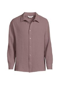LANDS' END Doppellagiges Langarm-Hemd, Herren,  Pink, by Lands' End