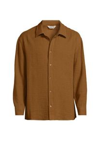 LANDS' END Doppellagiges Langarm-Hemd, Herren,  Beige, by Lands' End