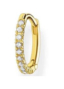 Single-Creole Thomas Sabo "farbige oder wei&szlig;e Steine", gold (gelbgoldfarben, wei&szlig;, kristallwei&szlig;), Ohrringe, Damen, Silber 925 (recycelt), mit Glas-Keramik Stein, Korund (synth.), Zirkonia (synth.)