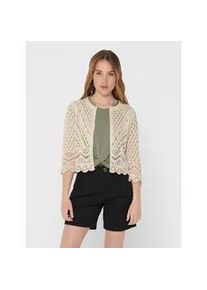 Jacqueline de Yong Strickjacke JDY "JDYSUN 3/4 CROPPED CARDIGAN KNT NOOS", Damen, Gr. XS, beige (tapioca), Strick, Obermaterial: 100% Polyacryl, regular fit kurz, V-Ausschnitt, Strickjacken Strickjacke