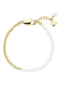 Armband Leonardo "Lucinda", gold (gelbgoldfarben, wei&szlig;), Armb&auml;nder, Damen, 21cm, Edelstahl Perlen, Edelstahl, Perlen, Armband, mit Perle (imitiert)