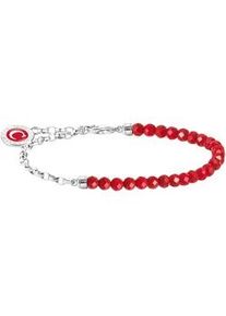 Charm-Armband Thomas Sabo "imit. Malachit oder imit.Korelle" Gr. 19, bunt (silberfarben, rot, rot), Armb&auml;nder, Damen, 19, Silber 925 (recycelt), Charm-Armband, mit imit. Koralle oder imit. Malachit