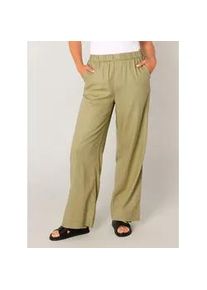 Leinenhose Base Level "Yul", Damen, Gr. 36, N-Gr, soft army, Web, Obermaterial: 55% Leinen, 45% Viskose, unifarben, l&auml;ssig geschnitten lang, Hosen, Sommerhose mit elastischem Bund