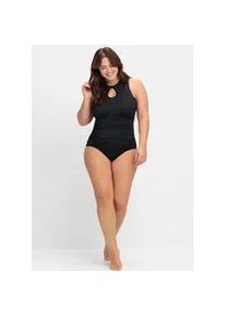 Badeanzug sheego, Damen, Gr. 42, Cup D, schwarz, Elasthan, Polyamid, Badeanz&uuml;ge Badeanzug