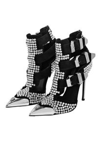 Philipp Plein Sandaletten mit Absatz - Sandaletten Skull Mit Schmucksteinen - Gr. 41 (EU) - in Silber - f&uuml;r Damen