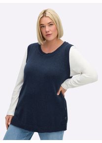 sheego Gro&szlig;e Gr&ouml;&szlig;en Pullunder mit kn&ouml;pfbaren Seitenschlitzen, dark blue-meliert, Gr&ouml;&szlig;e 44/46 - Damen