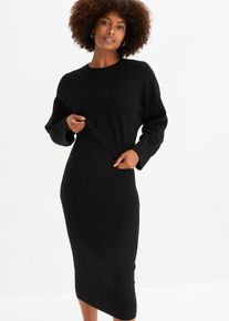 bonprix Gestricktes Kleiderset (2-tlg. Set), schwarz, Gr.48/50 (XL), ein Muss im Kleiderschrank!, aus Viskose