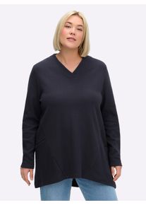sheego Große Größen Sweatshirt in A-Linie, tiefblau-gestreift, Größe 48/50 - Damen