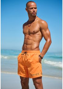 Badeshorts Venice Beach, Herren, Gr. S, N-Gr, orange, Microfaser, Recycling-Polyester, unifarben, Badehosen Badeshorts, seitliche Eingrifftasche mit Rei&szlig;verschluss