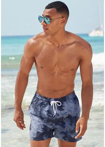 Badeshorts Venice Beach "Mat", Herren, Gr. M (50), N-Gr, blau (blau, marine), Microfaser, Microfaser, Recycling-Polyester, Badehosen Badeshorts, mit trendigem Batikdruck, Topseller