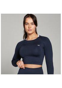 MP Damen Shape Nahtloses Langarm-Crop-Top &mdash; Navy - S