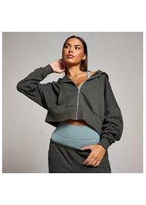 MP Damen TeMPo Crop-Kapuzenpulli mit Durchgehendem Rei&szlig;verschluss &ndash; Nachtgrau - M