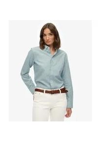 Superdry f&uuml;r Damen. W4010565A Slim Fit Oxford Hemd t&uuml;rkis (XS), L&auml;ssig, Gr&uuml;n, Baumwolle, Klassisch, Langarm