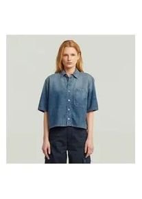 G-Star Raw G-Star f&uuml;r Damen. D26800-D252-H453 Hemd Boxy 1 Tasche blau (L), L&auml;ssig, Baumwolle, Kurzarm