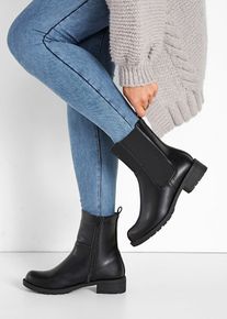 bonprix Chelsea-Boots, schwarz, Gr.42, Schlichter Boot mit elastischen Einsatz