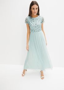 bonprix Maxikleid mit Paillettenstickerei, blau, Gr.48, Festliches Kleid mit hochwertiger Paillettenstickerei