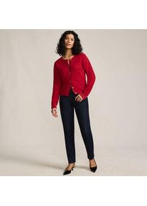 LANDS' END Boucl&eacute;-Cardigan mit goldfarbenen Kn&ouml;pfen, Damen,  Rot, Wolle/Polyester/Polyacryl, by Lands' End