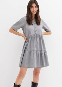 bonprix Jeanskleid, grau, Gr.36, A-f&ouml;rmiges Jeanskleid mit V-Ausschnitt, 100% Baumwolle