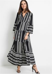 bonprix Maxikleid aus flie&szlig;ender Viskose, schwarz, Gr.54, Modernes langes Kleid mit sch&ouml;nem Druck, aus Viskose