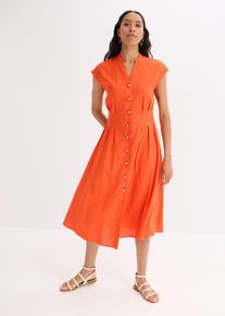 bonprix Midikleid aus leichtem Leinen-Mix, rot, Gr.48, modernes tailliertes Kleid aus luftigem Leinenmix