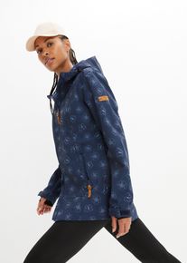 bonprix Wasserabweisende Softshelljacke mit Blumenmuster, blau, Gr.48, Wasserabweisende Softshelljacke mit Blumendruck, aus Softshell
