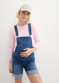 bonprix 2-in-1 Umstands-Latzshorts und Bermuda-Latzshorts, blau, Gr.34, Bequeme Jeans-Latzshorts aus Stretchdenim f&uuml;r die Schwangerschaft, 98% Baumwolle