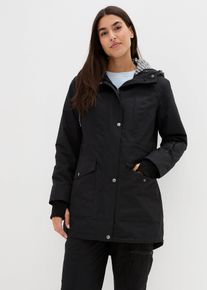 bonprix wasserdichte 3in1 Longjacke mit praktischen Taschen, schwarz, Gr.56, Wasserdichter 3 in 1 Parka und praktischen Taschen, aus Fleece
