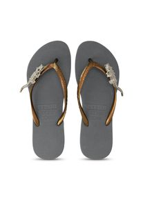 Uzurii Slipper & Pantoletten - Zehentrenner Silver Crocodile Switch - Gr. 41_42 - in Silber - f&uuml;r Damen