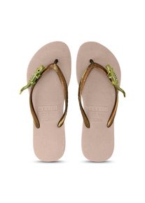 Uzurii Slipper & Pantoletten - Zehentrenner Green Crocodile Switch - Gr. 41_42 - in Beige - f&uuml;r Damen