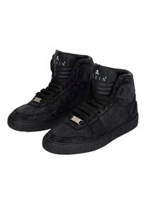Philipp Plein Low-Top Sneaker - Hochwertige Turnschuhe Monogram Verziert - Gr. 44 (EU) - in Schwarz - f&uuml;r Damen