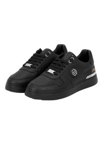 Philipp Plein Low-Top Sneaker - Lo-Top Turnschuhe Cocco Crocco Gepr&auml;gt - Gr. 47 - in Schwarz - f&uuml;r Damen