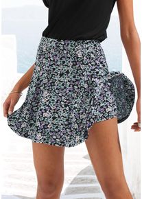 Hosenrock Vivance, Damen, Gr. 34, lila, t&uuml;rkis, creme bedruckt, Jersey, Obermaterial: 95% Viskose, 5% Elasthan, bedruckt, gebl&uuml;mt, figurumspielend kurz, R&ouml;cke Hosenrock, mit Bl&uuml;mchenprint, Skort, Rock inklusive Hose, Topseller