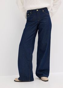 bonprix Wide-Leg-Jeans Mid Waist, blau, Gr.44, Wide-Leg-Jeans Mid Waist, 100% Baumwolle