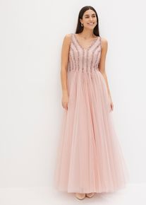 bonprix Maxikleid aus feinem T&uuml;ll mit Paillettenstickerei, rosa, Gr.50, Modern und feminin: Abendkleid in Maxi-L&auml;nge aus feinem T&uuml;ll mit weitem Rock und im Oberteil mit wundersch&ouml;ner Paillettenstickerei dekoriert