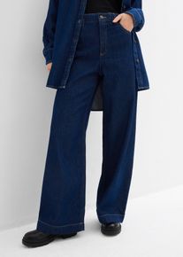 bonprix Wide-Leg-Jeans High Waist Baumwolle, blau, Gr.42, Loose Straight-Jeans High Waist, 100% Baumwolle