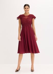 bonprix Midikleid aus zartem T&uuml;ll mit Spitze, rot, Gr.36, Romantisch und feminin: Cocktailkleid in Midi-L&auml;nge aus zartem T&uuml;ll mit Spitze