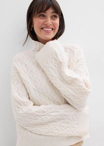 bonprix Zopfstrick Pullover, wei&szlig;, Gr.56/58 (3XL), Pullover mit zeitlosem Zopfmuster