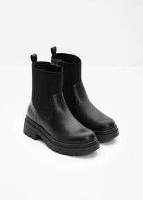 bonprix Chelsea-Boots mit flexiblem Schaft, schwarz, Gr.40, Warmgef&uuml;tterter Chelsea Boot mit elastischem Einsatz, aus Vegan