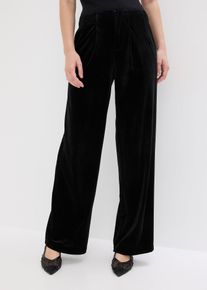 bonprix Hose aus softem Samt, schwarz, Gr.48, Weite elegante Hose aus Samt mit Bequembund