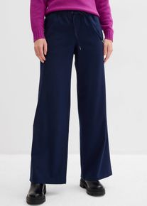 bonprix Hose in Wolloptik mit Bequembund, blau, Gr.46, Weit geschnittene Hose in Wolloptik mit Komfortbund, aus Viskose
