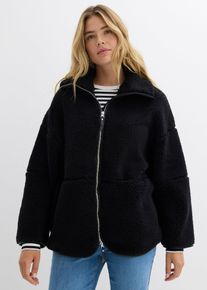 bonprix Oversize Teddy-Fleece Jacke, schwarz, Gr.36/38 (S), Oversize Teddy-Fleece Jacke