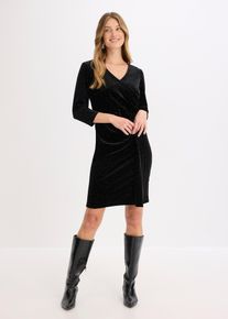 bonprix Minikleid, schwarz, Gr.32/34 (XS), Modern und feminin: Samtkleid in Wickeloptik mit besetzten Strasssteinen und Raffungsdetails machen dieses Kleid perfekt f&uuml;r besondere Anl&auml;sse.